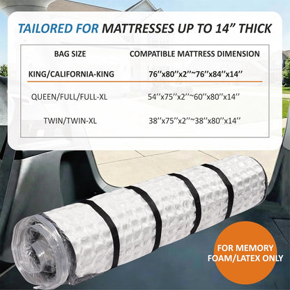 Foam Mattress Vacuum Bag with 4 Adjustable Straps, King/California-King