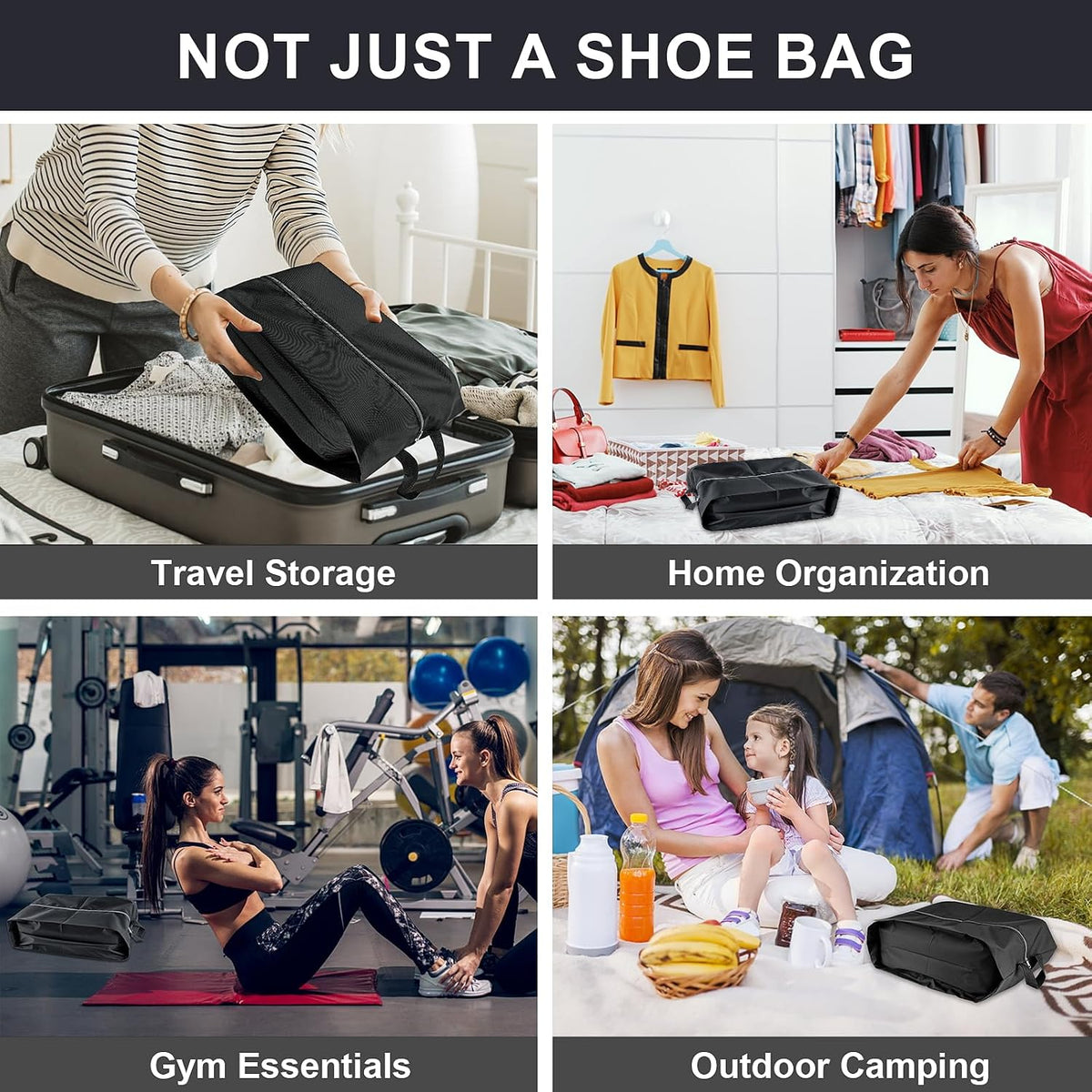 Shoe Bags for Travel, 4 Pack Extra Durable Travel Shoe Bags for Storage and Packing, Reusable Water-proof Shoe Bag with Smooth Zipper, Portable Travel Essentials