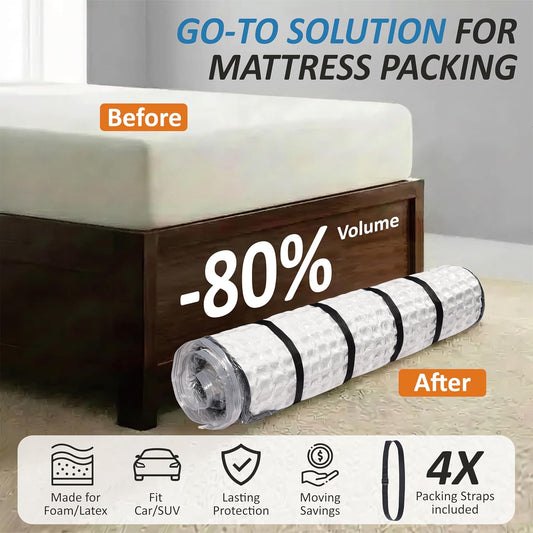 Foam Mattress Vacuum Bag with 4 Adjustable Straps, King/California-King