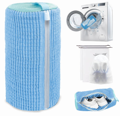 Shoe Washing Machine Bag,Laundry Shoe Bag for Washer and Dryer,Reusable Shoe Cleaning Bag for Sneakers,Tennis Shoes,With Self-locking Zipper, Microfiber Inside (1, Yellow)