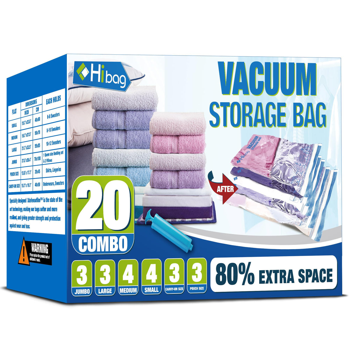 10 Jumbo Vacuum Storage Bags for Bedding, Vacuum Seal Bags for Clothing