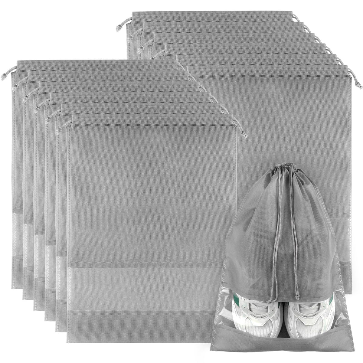 12 Pack Shoe Bags for Travel, Large Travel Shoe Bag for Packing with Window
