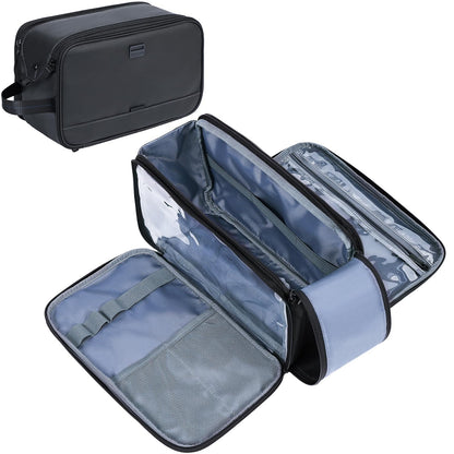 ZEEMO Travel Toiletry Bag for Men, Full Open Dopp Kit with Dual Compartment
