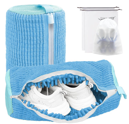 Shoe Washing Machine Bag,Laundry Shoe Bag for Washer and Dryer,Reusable Shoe Cleaning Bag for Sneakers,Tennis Shoes,With Self-locking Zipper, Microfiber Inside (1, Yellow)