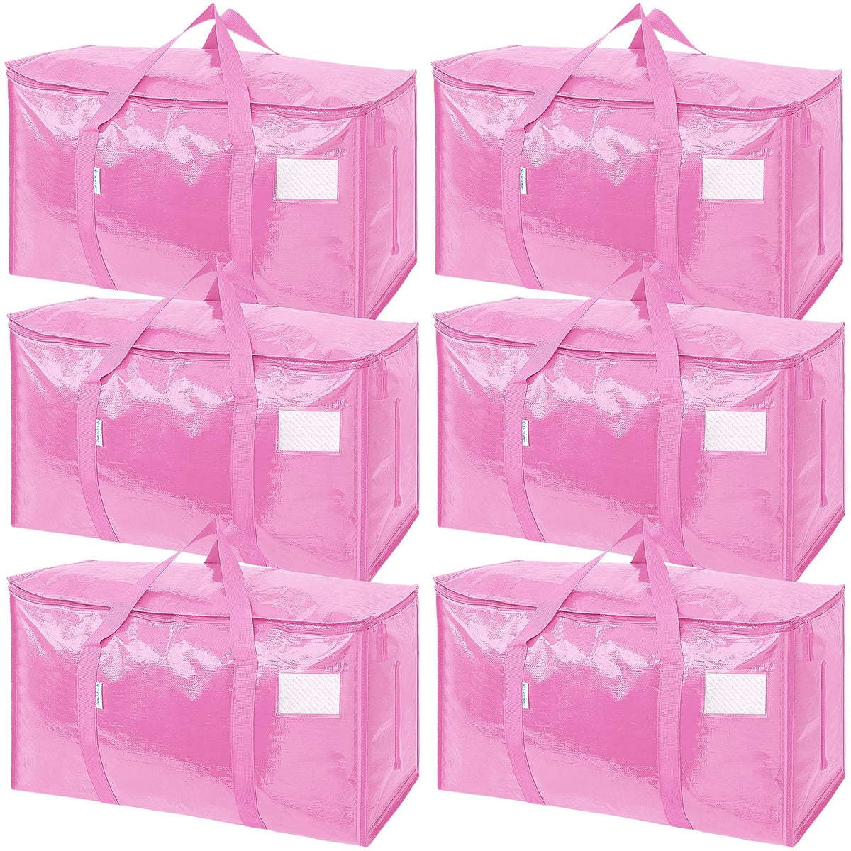 TICONN 6 Pack Extra Large Moving Bags Heavy Duty with Zippers & Carrying Handles, Durable Storage Bags Moving Boxes for Closet Organizers and Storage (6 Pack, Blue)