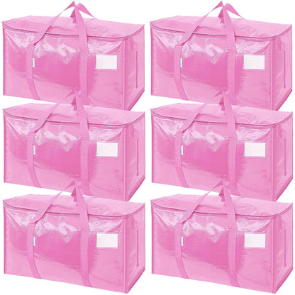 TICONN 6 Pack Extra Large Moving Bags Heavy Duty with Zippers & Carrying Handles, Durable Storage Bags Moving Boxes for Closet Organizers and Storage (6 Pack, Blue)