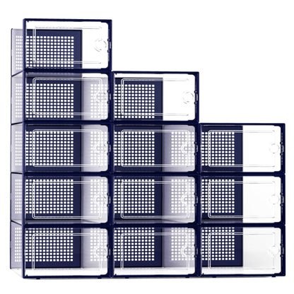 Kuject X-Large Shoe Storage Boxes 12 Pack, Clear Stackable Shoe Organizer