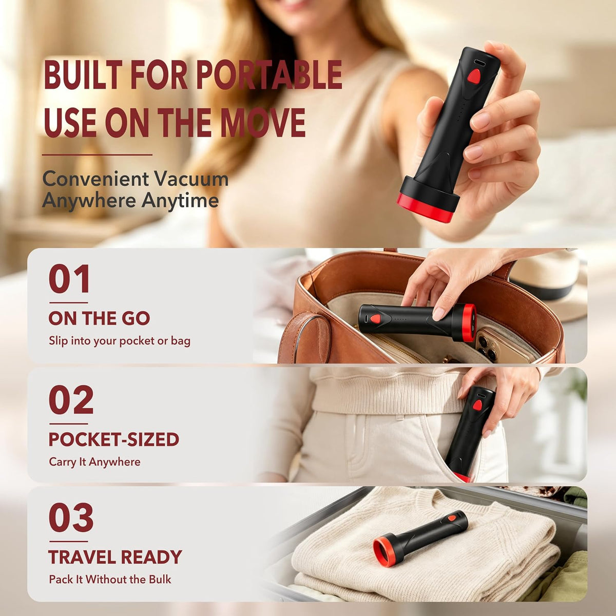 MEIQIHOME 18 Pack PackEase Travel Vacuum Bags 1500mAh Wireless Pump, 80% Compression Space Saver for Luggage, Clear PA+PE Reusable Seal Bags for Clothes, Portable Electric Air Pump for Travel & Home