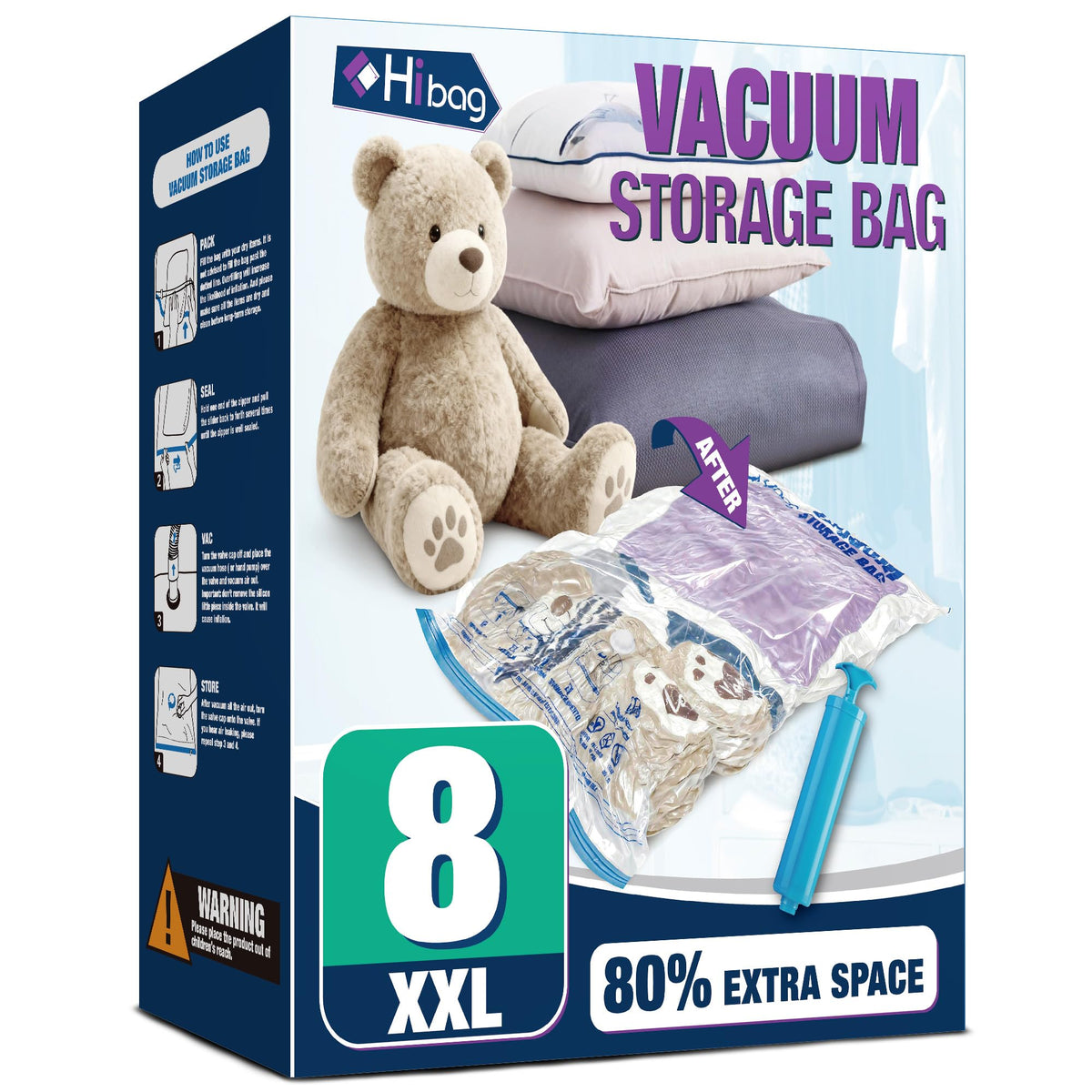 12 Jumbo Vacuum Storage Bags for Bedding, Vacuum Seal Bags for Clothing