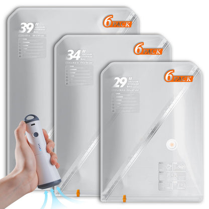 Vacbird 18 Pack Vacuum Storage Bags Set with Rechargeable Wireless Pump Large/Medium/Small Vacuum Seal Bags for Clothing Travel and Home, Compression Packing for Comforters, Blankets and Bedding