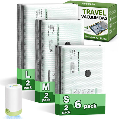 15 Packs Vacuum Bags for Travel with Rechargeable Pump, 3 Sizes Heavy Duty Vacuum Seal Bags for Clothing, Compression Vacuum Travel Bags for Luggage, Vacuum Packing Bags for Closet Organization