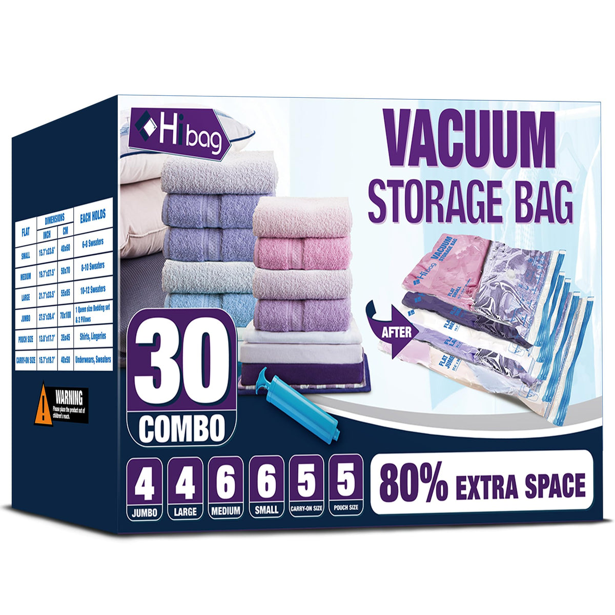10 Jumbo Vacuum Storage Bags for Bedding, Vacuum Seal Bags for Clothing