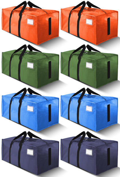 HOMESURE Supports 200lbs Heavy Duty Moving Bags - Strong Zipper & Wrap-Around Handles - Water-Resistant Storage Totes, Durable Alternative to Moving Boxes - 8 Pack - Semi-Transparent