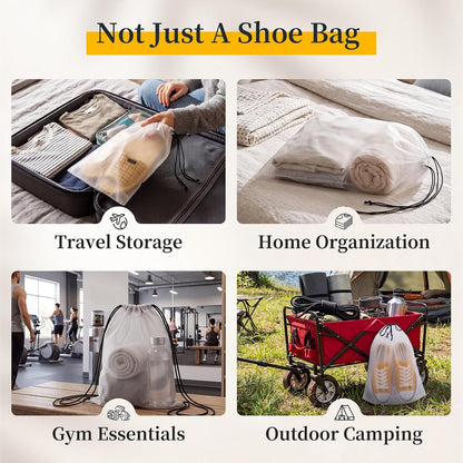 Shoe Bags for Travel, 15 Pack Clear Drawstring Bags for Packing