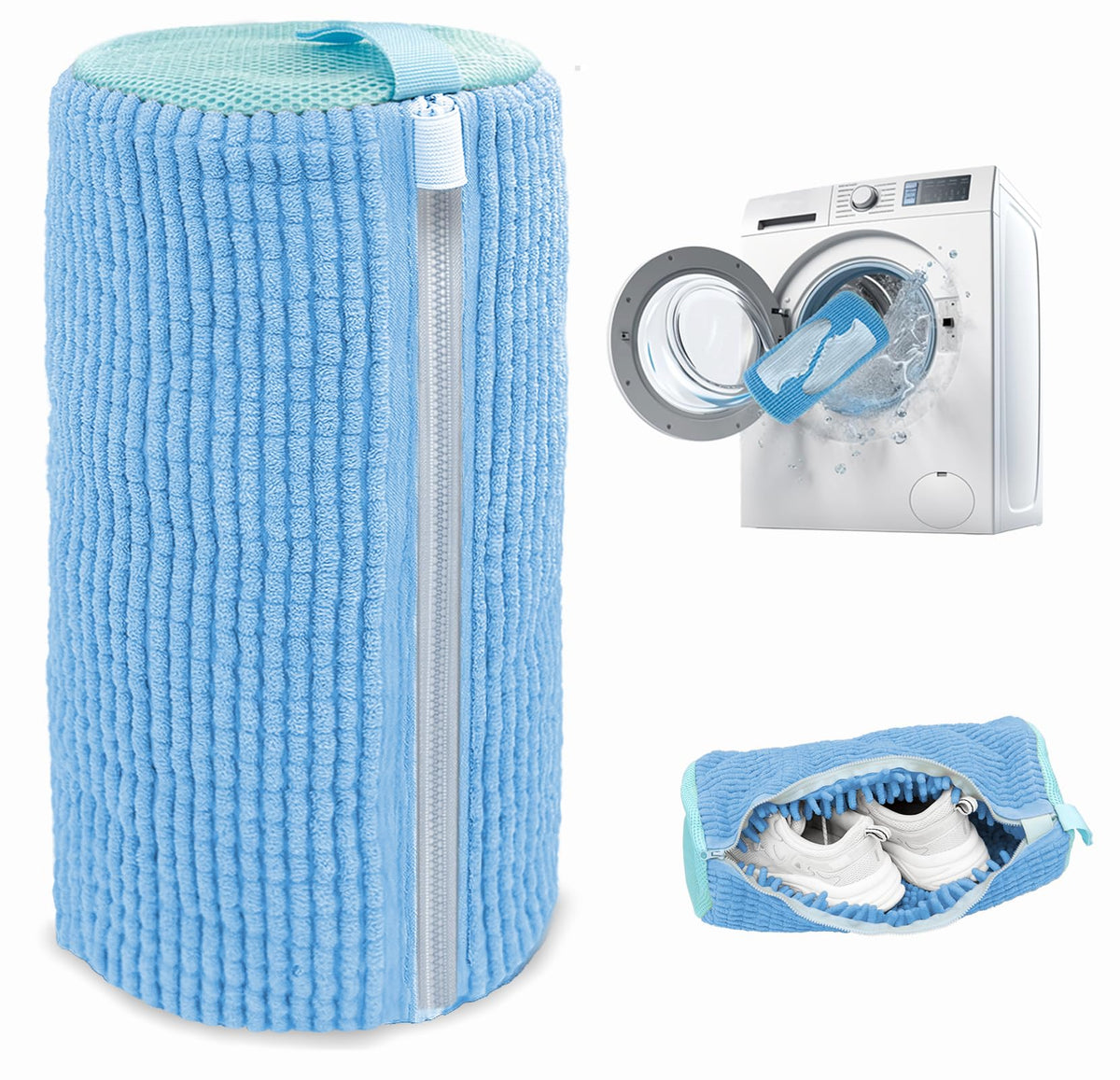 Shoe Washing Machine Bag,Laundry Shoe Bag for Washer and Dryer,Reusable Shoe Cleaning Bag for Sneakers,Tennis Shoes,With Self-locking Zipper, Microfiber Inside (1, Yellow)