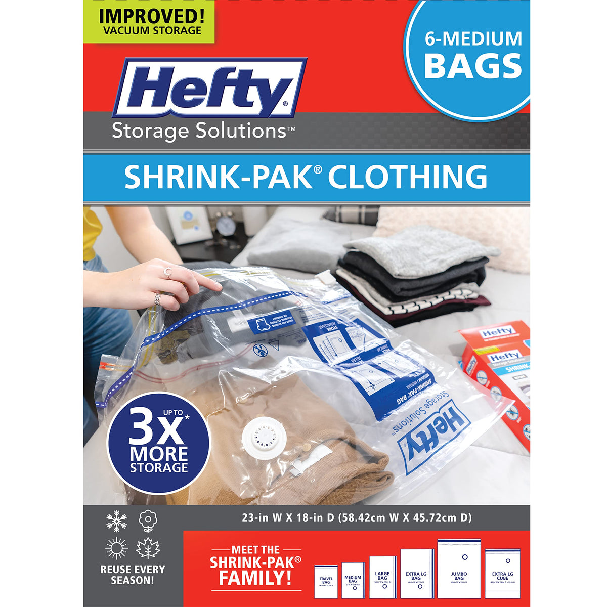 Shrink-Pak Space Bags Vacuum Storage Bags for Bedding Jumbo Compression 3 Pack Clear for Comforters Blankets (3 Jumbo/Bedding Solo)