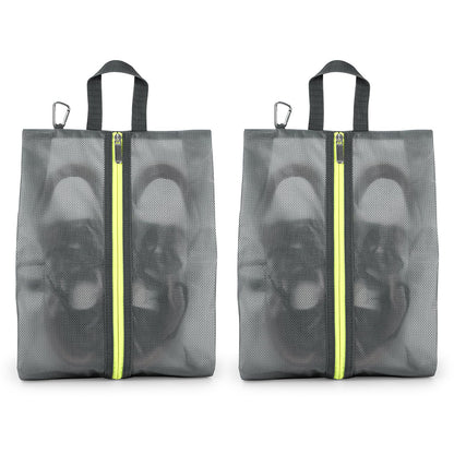 2 Pack Shoe Bags for Travel, Sneaker Bags, Waterproof Travel Shoe Bags with Zipper for Packing, Golf Shoe Dust Bags for Man and Women, Medium, Black