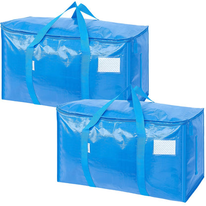 TICONN 6 Pack Extra Large Moving Bags Heavy Duty with Zippers & Carrying Handles, Durable Storage Bags Moving Boxes for Closet Organizers and Storage (6 Pack, Blue)
