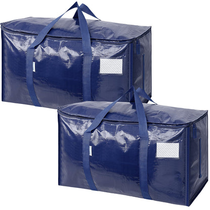 TICONN 6 Pack Extra Large Moving Bags Heavy Duty with Zippers & Carrying Handles, Durable Storage Bags Moving Boxes for Closet Organizers and Storage (6 Pack, Blue)