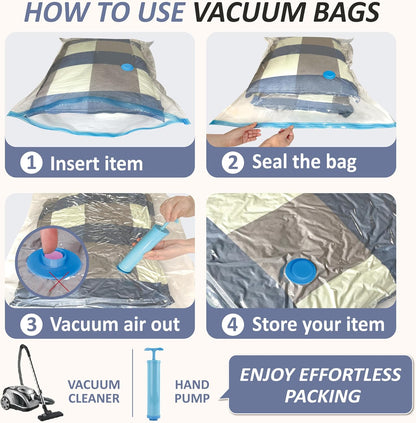 4 XXL Jumbo Vacuum Storage Bags for Bedding, Space Saver with Hand Pump