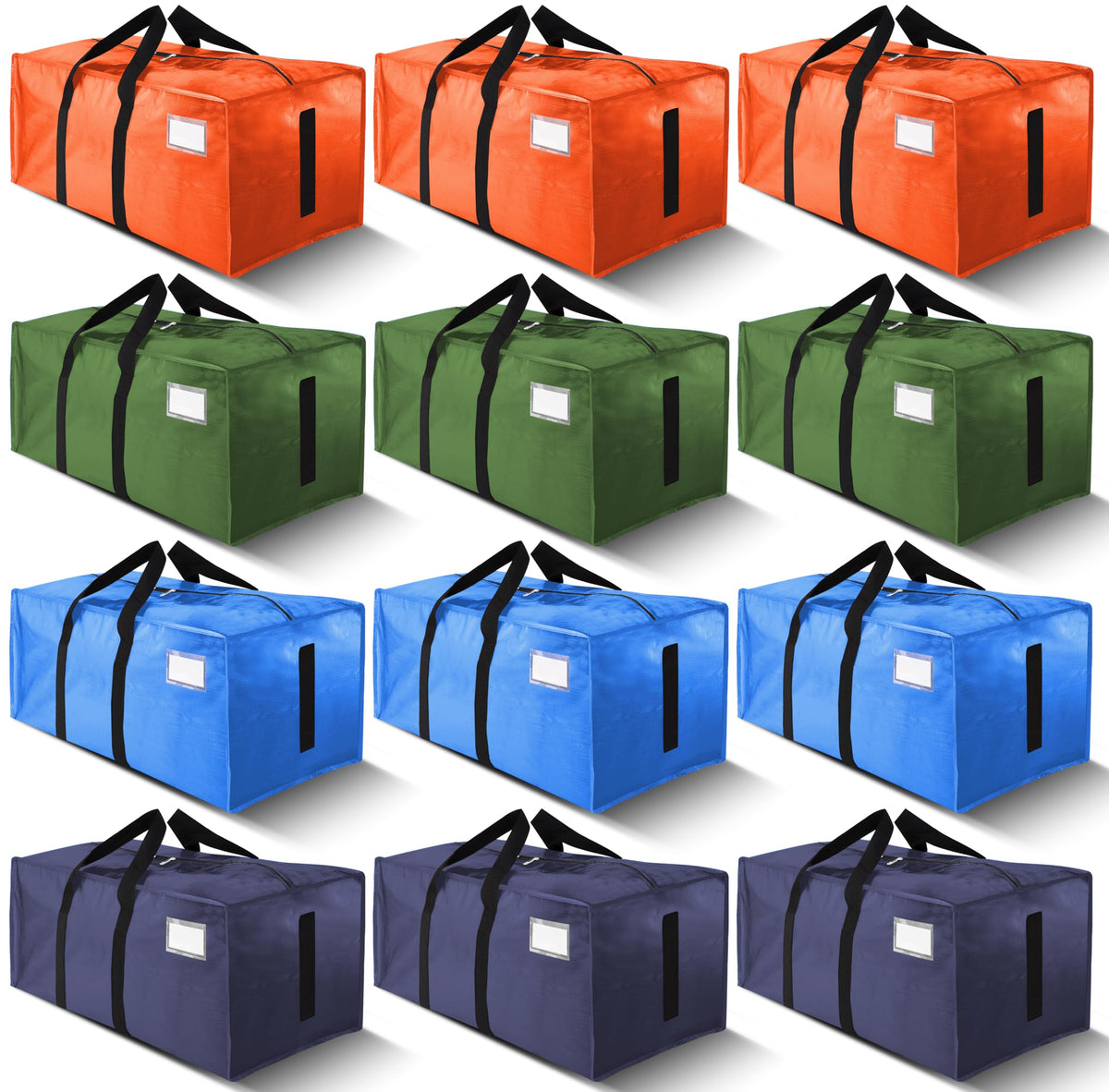 HOMESURE Supports 200lbs Heavy Duty Moving Bags - Strong Zipper & Wrap-Around Handles - Water-Resistant Storage Totes, Durable Alternative to Moving Boxes - 8 Pack - Semi-Transparent