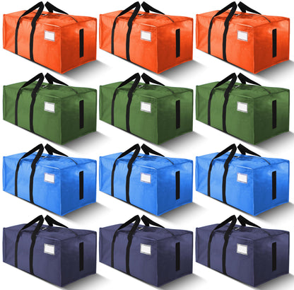 HOMESURE Supports 200lbs Heavy Duty Moving Bags - Strong Zipper & Wrap-Around Handles - Water-Resistant Storage Totes, Durable Alternative to Moving Boxes - 8 Pack - Semi-Transparent