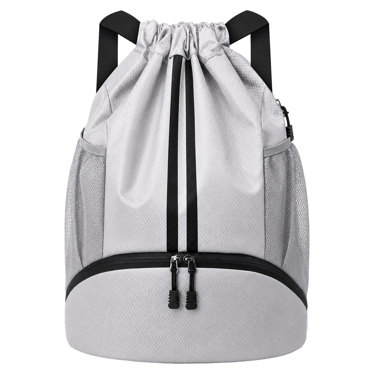 JELUTAR Drawstring Backpack Gym Bag with Shoes Compartment, Black