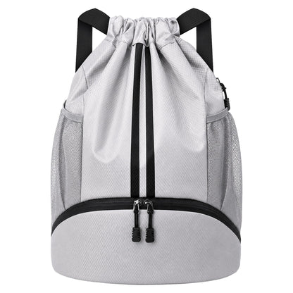 JELUTAR Drawstring Backpack Gym Bag with Shoes Compartment, Black