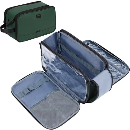 ZEEMO Travel Toiletry Bag for Men, Full Open Dopp Kit with Dual Compartment