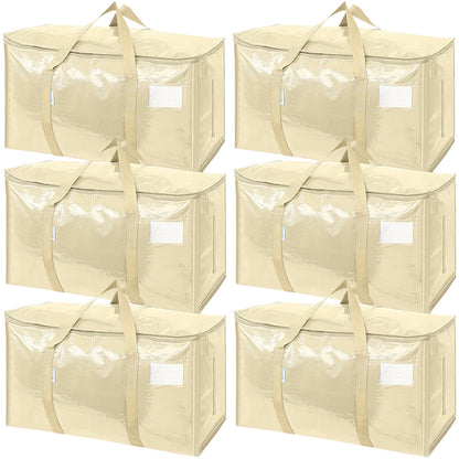 TICONN 6 Pack Extra Large Moving Bags Heavy Duty with Zippers & Carrying Handles, Durable Storage Bags Moving Boxes for Closet Organizers and Storage (6 Pack, Blue)