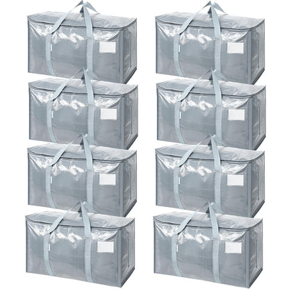 TICONN 6 Pack Extra Large Moving Bags Heavy Duty with Zippers & Carrying Handles, Durable Storage Bags Moving Boxes for Closet Organizers and Storage (6 Pack, Blue)