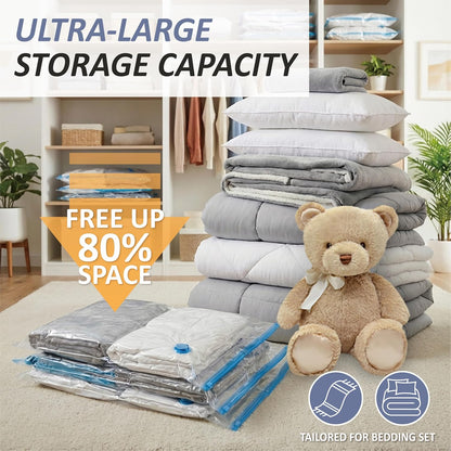 4 XXL Jumbo Vacuum Storage Bags for Bedding, Space Saver with Hand Pump