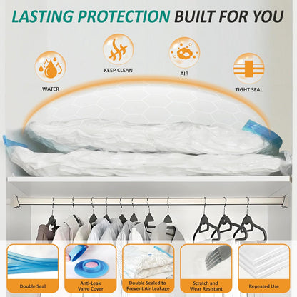 12 Jumbo Vacuum Storage Bags for Blankets & Bedding, Space Saver Bags