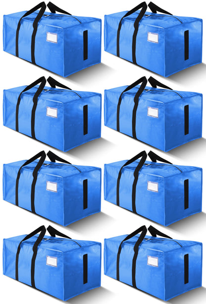 HOMESURE Supports 200lbs Heavy Duty Moving Bags - Strong Zipper & Wrap-Around Handles - Water-Resistant Storage Totes, Durable Alternative to Moving Boxes - 8 Pack - Semi-Transparent