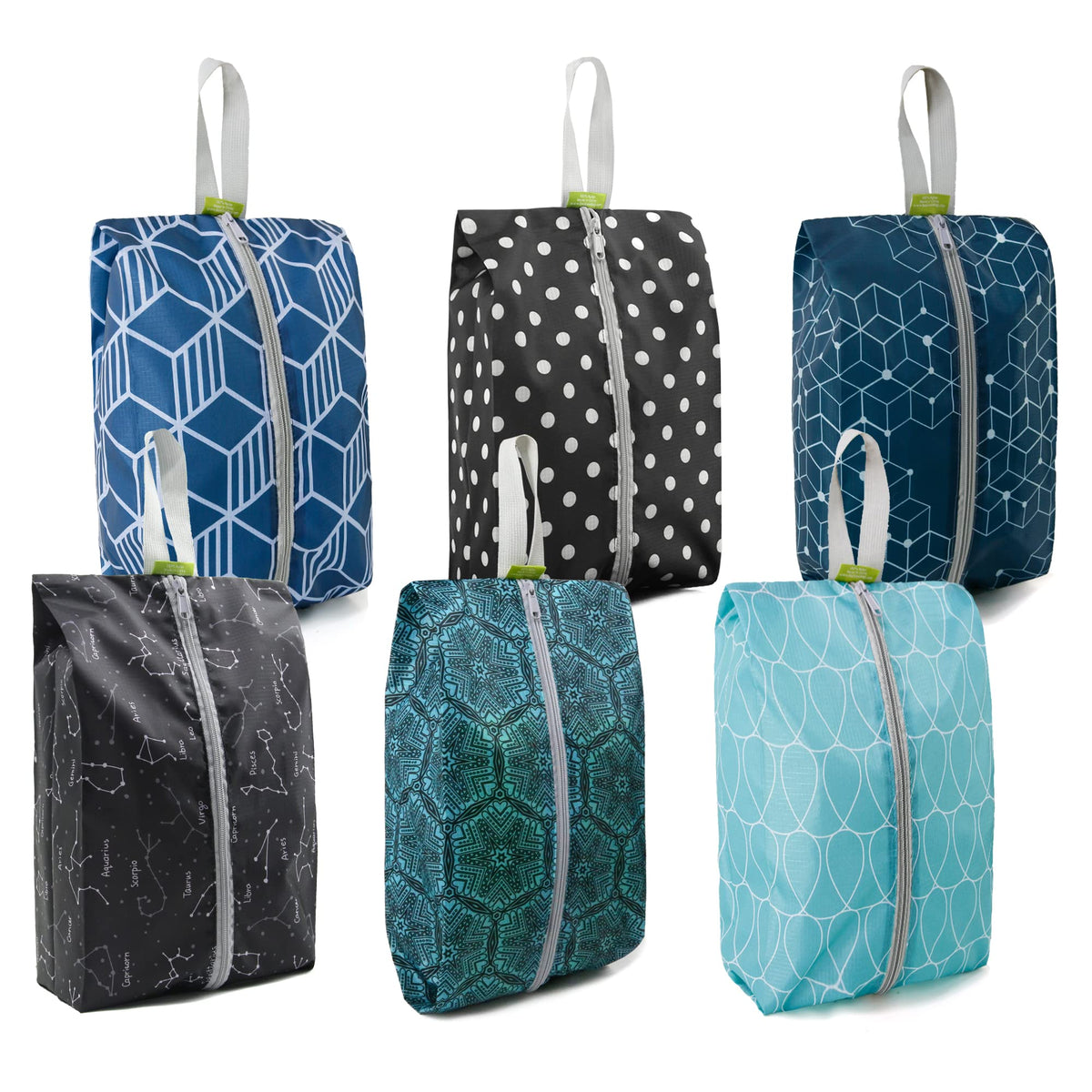 BeeGreen Shoe Organizer 6pcs Shoe Bags with Zipper Closure, Flower Design Shoe Storage Organizer with Handle Travel Bags For Men and Women, Portable Nylon Travel Gifts