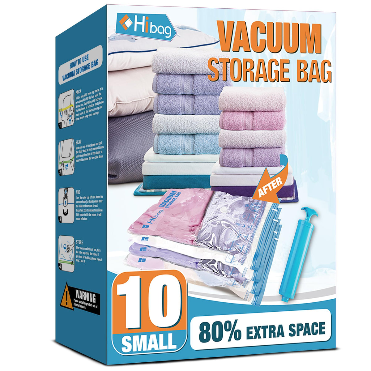 10 Jumbo Vacuum Storage Bags for Bedding, Vacuum Seal Bags for Clothing