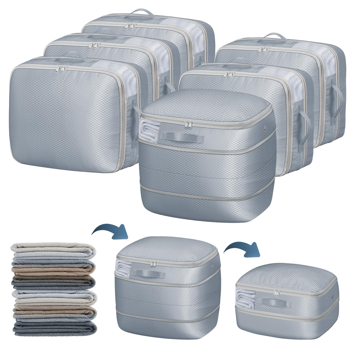 DIMJ Comforter Storage Bag 4 Pack - Blanket Storage Organizer Compression Bags, Large Capacity Ultra Space Saving Self Compression Organize for Bedding, Pillow, Duvet, Sheet Storage with Zipper Window