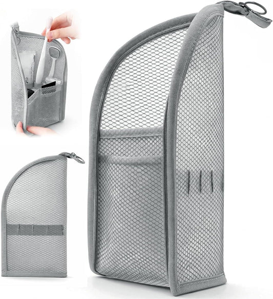 2Pcs Standing Travel Toiletry Bag, Portable Mesh Cosmetic Organizer
