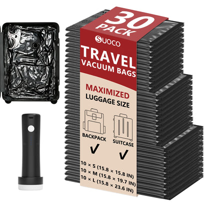 Travel Vacuum Bags for Clothing with Cordless Pump 18 Combo, Clear