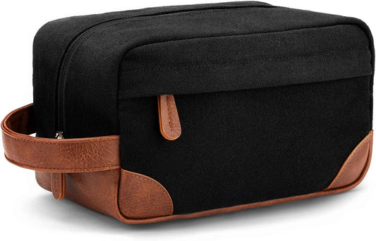 Vorspack Canvas Travel Toiletry Bag for Men, Medium, Black
