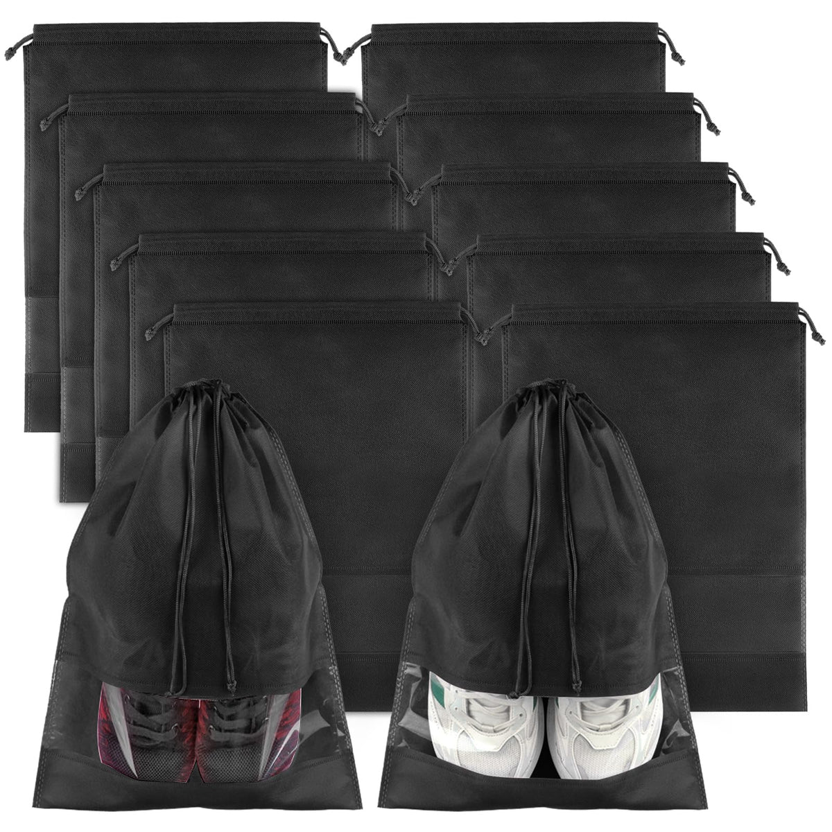 Clear Shoe Bags for Travel 5 PCS, Drawstring Travel Shoe Bags for Packing