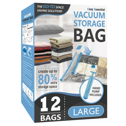 Vacuum Storage Bags with Hand Pump, Vacuum Seal Space Saver Bags,12 Large