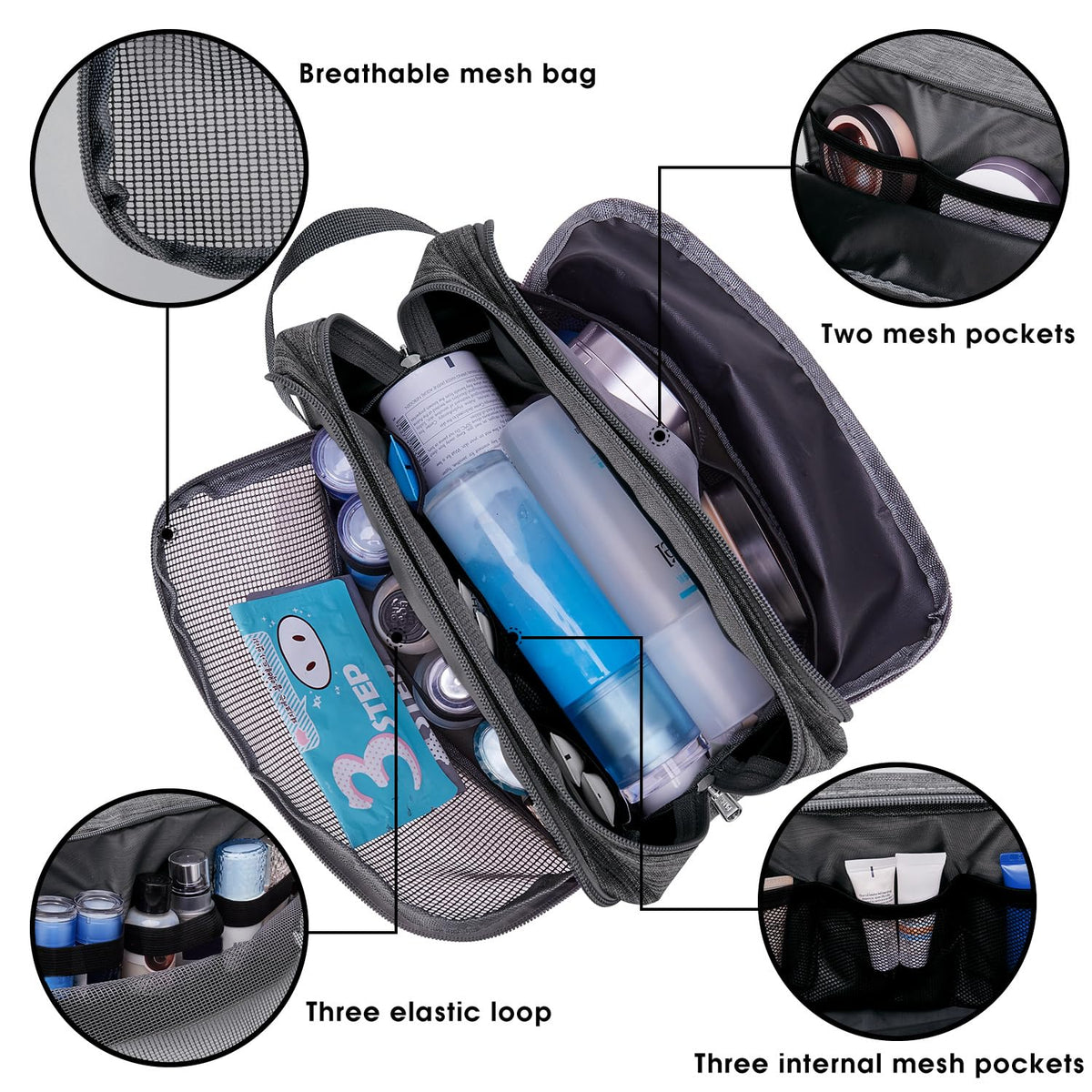 WANDF Travel Toiletry Bag for Men, Small Dopp Kit for Toiletries