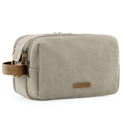 BAGSMART Toiletry Bag for Men, Canvas Travel Toiletry Organizer Dopp Kit Water-resistant Shaving Bag for Toiletries Accessories,Grey-Medium