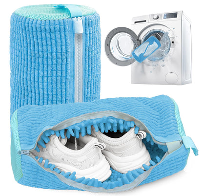 Shoe Washing Machine Bag,Laundry Shoe Bag for Washer and Dryer,Reusable Shoe Cleaning Bag for Sneakers,Tennis Shoes,With Self-locking Zipper, Microfiber Inside (1, Yellow)
