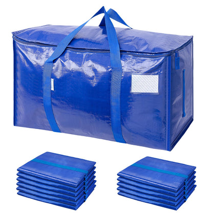 TICONN 6 Pack Extra Large Moving Bags Heavy Duty with Zippers & Carrying Handles, Durable Storage Bags Moving Boxes for Closet Organizers and Storage (6 Pack, Blue)