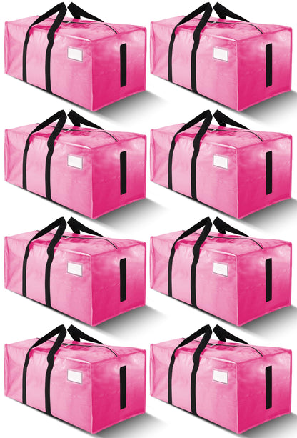 HOMESURE Supports 200lbs Heavy Duty Moving Bags - Strong Zipper & Wrap-Around Handles - Water-Resistant Storage Totes, Durable Alternative to Moving Boxes - 8 Pack - Semi-Transparent