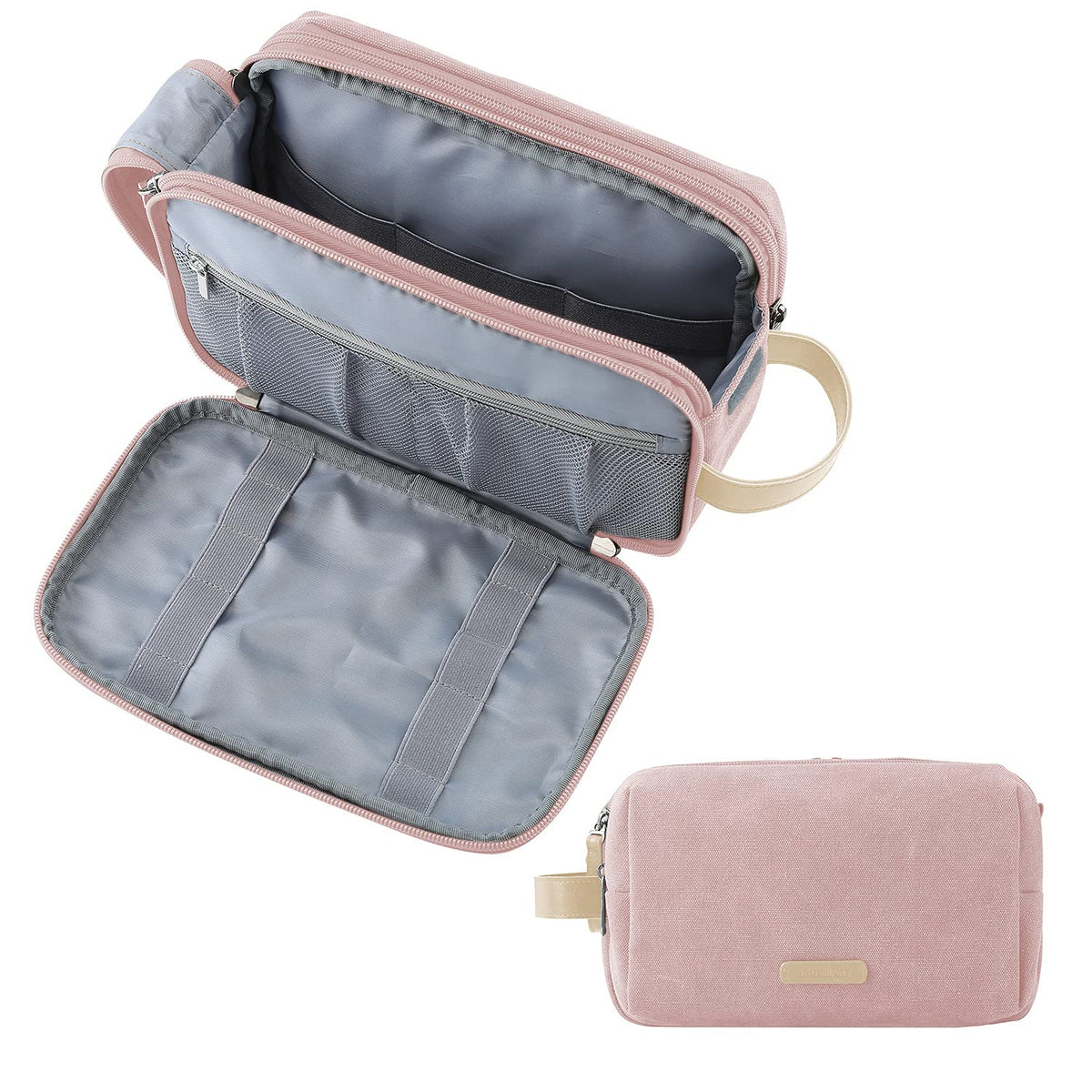 BAGSMART Toiletry Bag for Men, Canvas Travel Toiletry Organizer Dopp Kit Water-resistant Shaving Bag for Toiletries Accessories,Grey-Medium