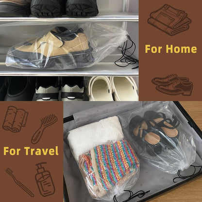 LazyMe Clear Large Shoe Bags for Travel, 12 x 18 Inch, 100 Pack