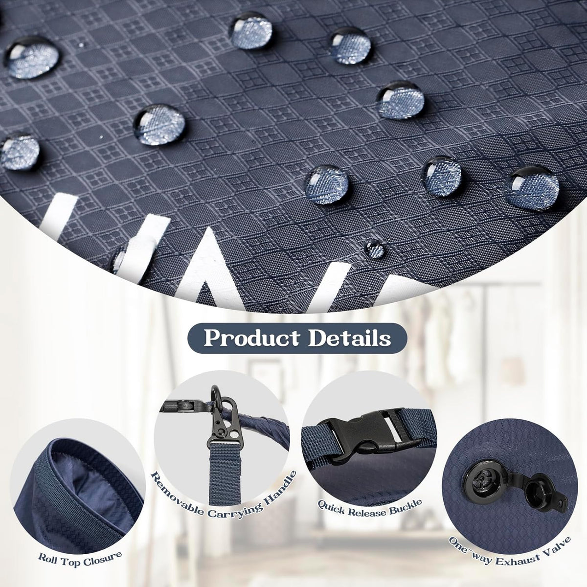 Travel Laundry Bag, Waterproof Compression Storage for Dirty Clothes